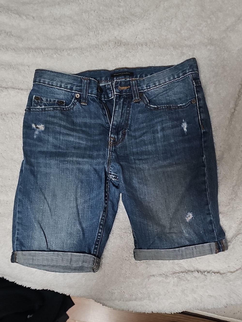 Banana Republic Distressed Denim Shorts in Blue